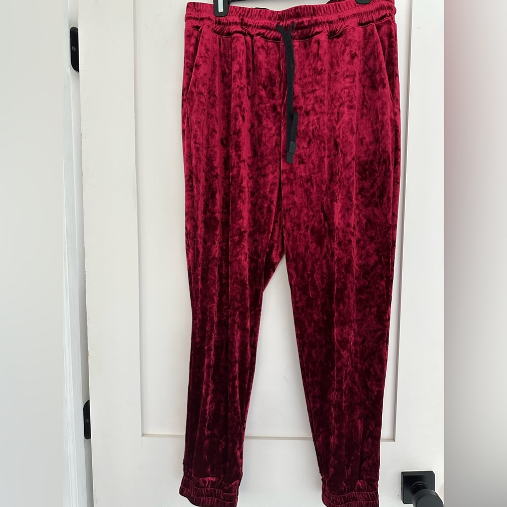 Red crushed velvet joggers size 12/L